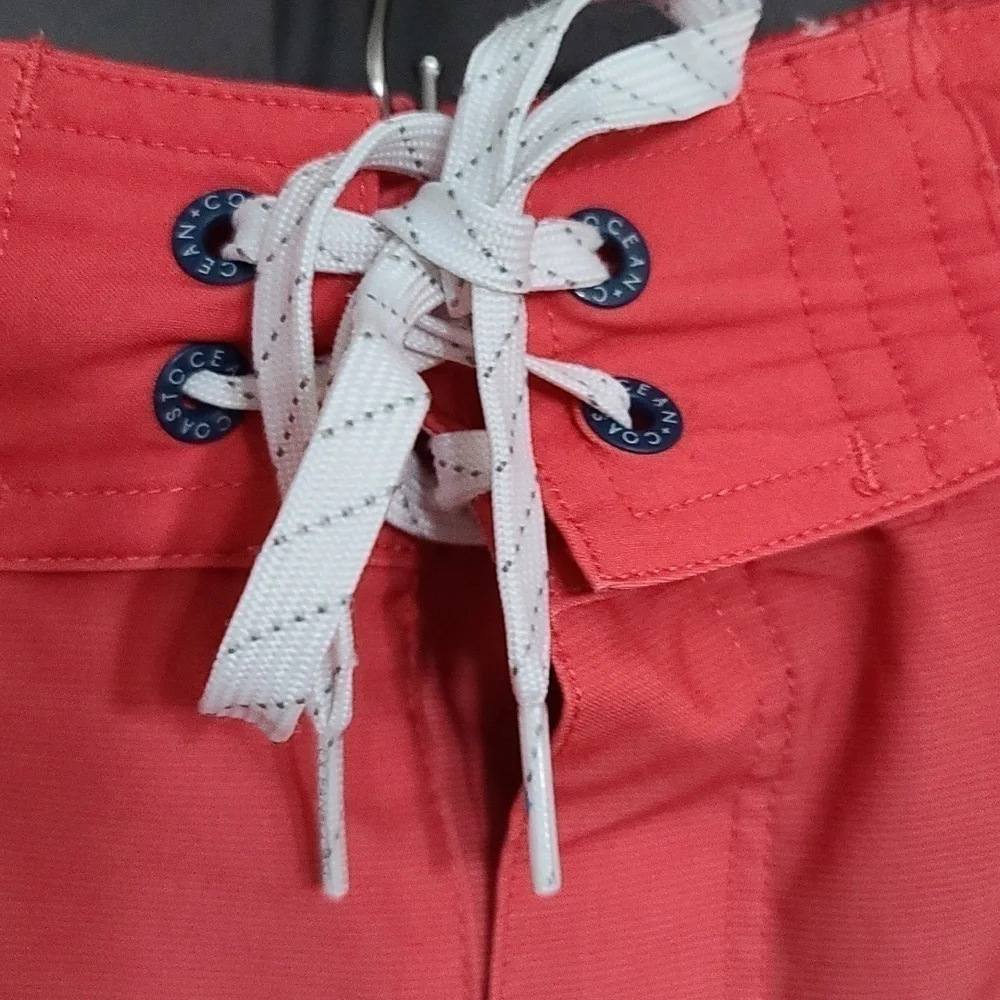 Ocean Coast Mens Board Shorts Swim Reddish Orange Ombre Ties Pocket Size‎ XL EUC